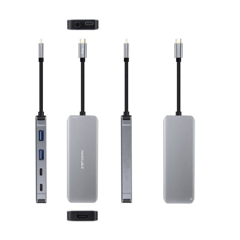 Docking Tipo-C Nanocable 10.16.1006/ 2xUSB/ 1xHDMI 4K/ 2xUSB Tipo-C/ 1xUSB Tipo-C PD/ Gris