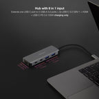 Docking Tipo-C Nanocable 10.16.1006/ 2xUSB/ 1xHDMI 4K/ 2xUSB Tipo-C/ 1xUSB Tipo-C PD/ Gris
