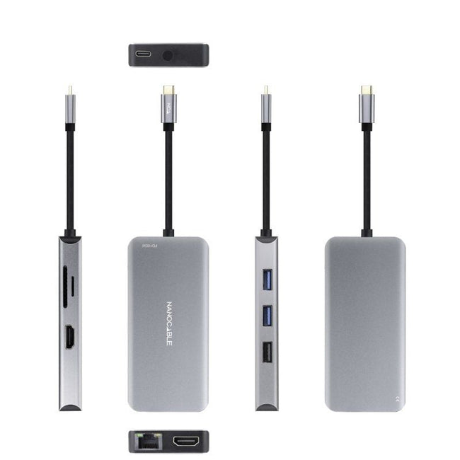 Docking Tipo-C Nanocable 10.16.1009/ 3xUSB/ 2xHDMI 4K/ 1xRJ45/ 1xLector tarjetas/ 1xUSB Tipo-C PD/ Gris Main Image