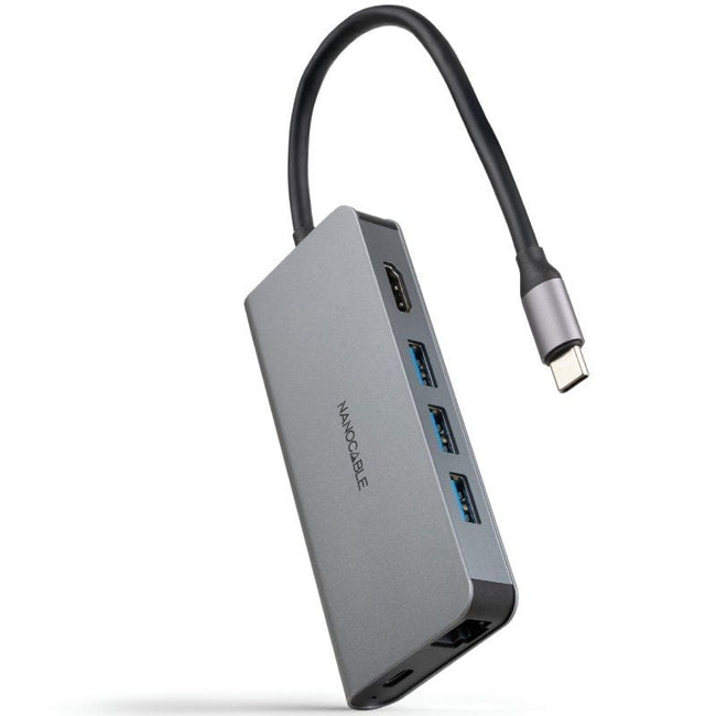 Docking Tipo-C Nanocable 10.16.4609/ 3xUSB/ 1xHDMI 4K/ 1xRJ45/ 1xLector tarjetas/ 1xUSB Tipo-C PD/ Gris Hover Image