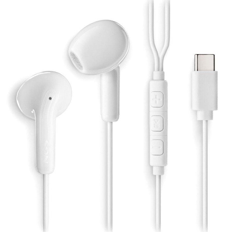 Auriculares Intrauditivos NGS Cross Glide/ con Micrófono/ USB Tipo-C/ Blancos