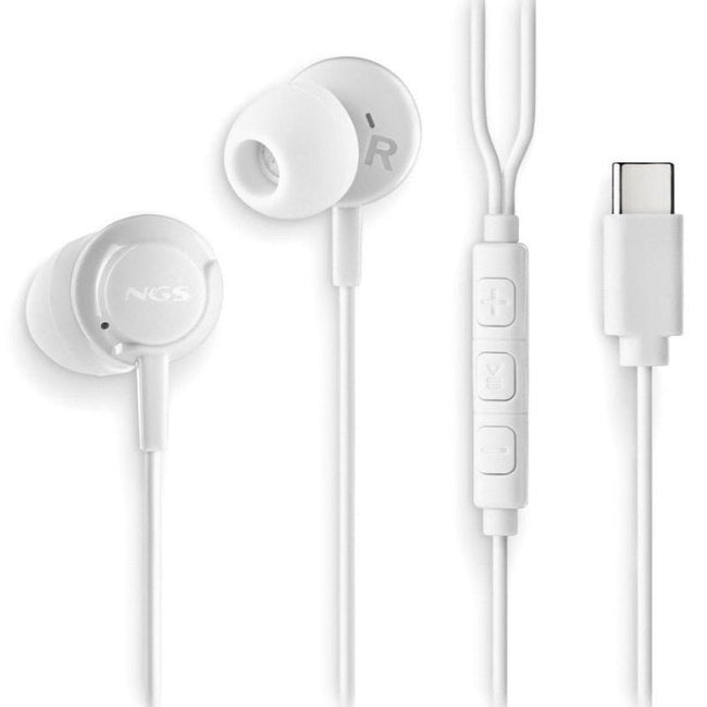 Auriculares Intrauditivos NGS Cross Step/ con Micrófono/ USB Tipo-C/ Blancos Hover Image