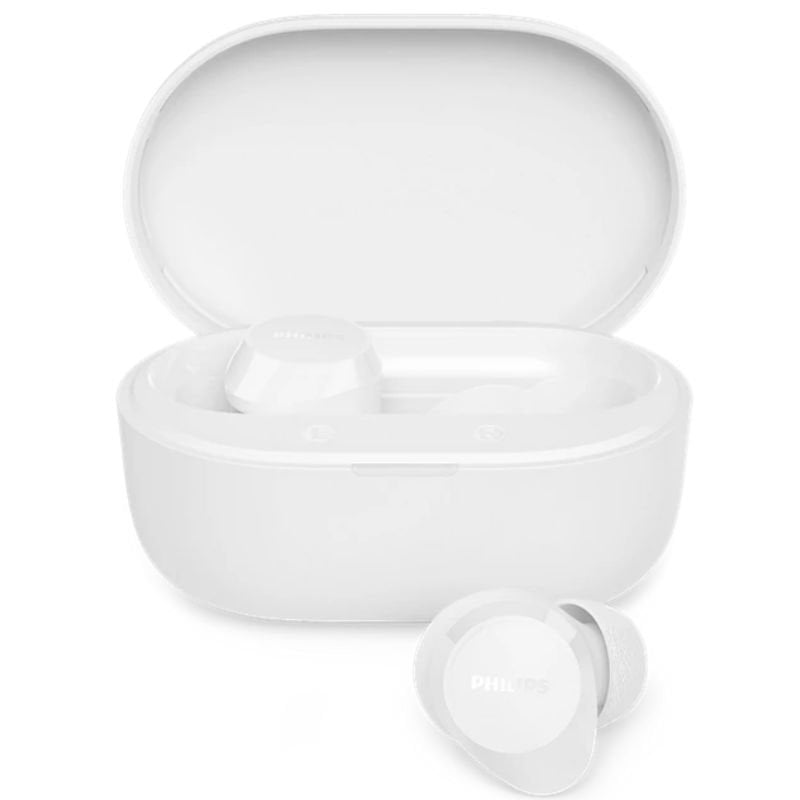 Auriculares Bluetooth Philips TAT1300WT con estuche de carga/ Autonomía 6h/ Blancos