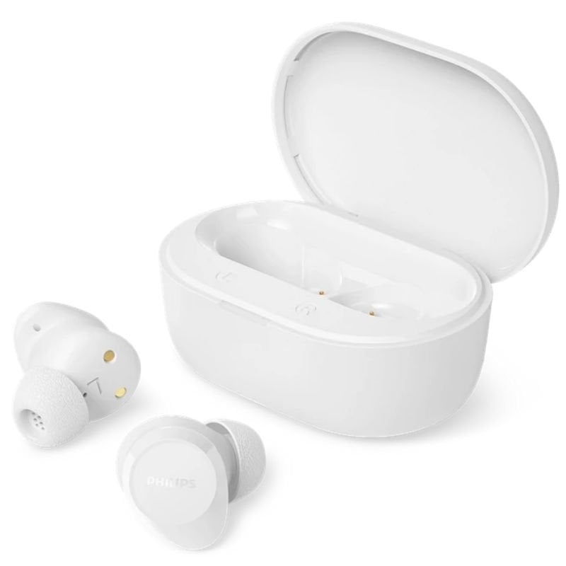 Auriculares Bluetooth Philips TAT1300WT con estuche de carga/ Autonomía 6h/ Blancos