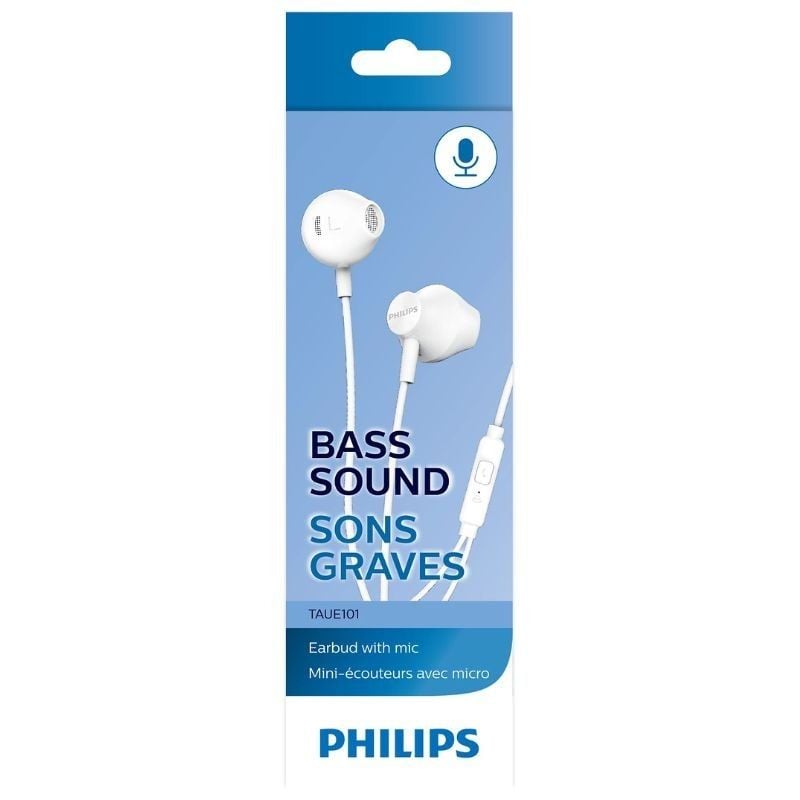 Auriculares Intrauditivos Philips TAUE101/ con Micrófono/ Jack 3.5/ Blancos