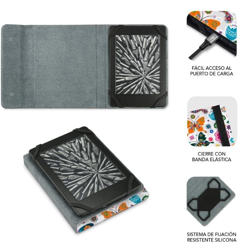 Funda para libro electrónico Subblim 1EC010 Clever Ebook Case 6" Mariposas