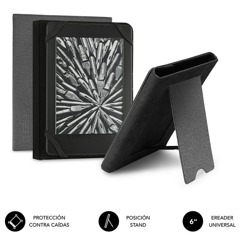 Funda para libro electrónico Subblim Clever Ebook Stand Case 6"/ Gris