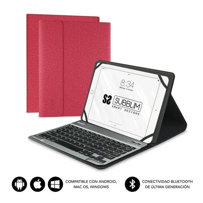 Funda con Teclado Subblim Keytab Pro Bluetooth para Tablets de 9.6"-10.8"/ Roja Hover Image