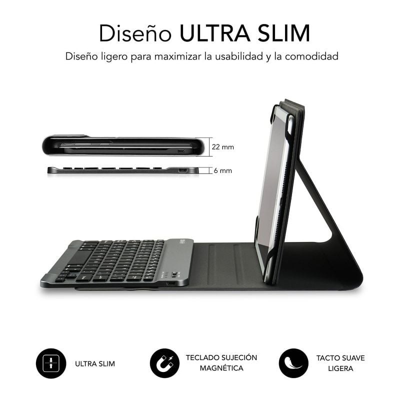 Funda con Teclado Subblim Keytab Pro Bluetooth para Tablets de 9.6"-10.8"/ Roja