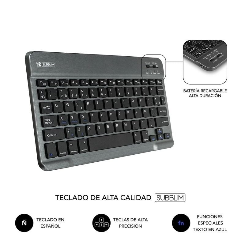 Funda con Teclado Subblim Keytab Pro Bluetooth para Tablets de 9.6"-10.8"/ Roja