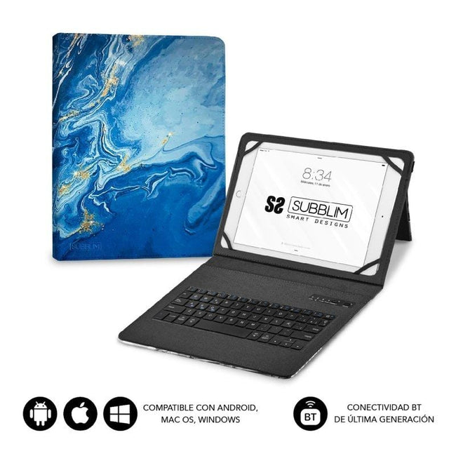 Funda con Teclado Subblim Keytab Pro Bluetooth para Tablets de 9"-11"/ Marmol Azul Hover Image