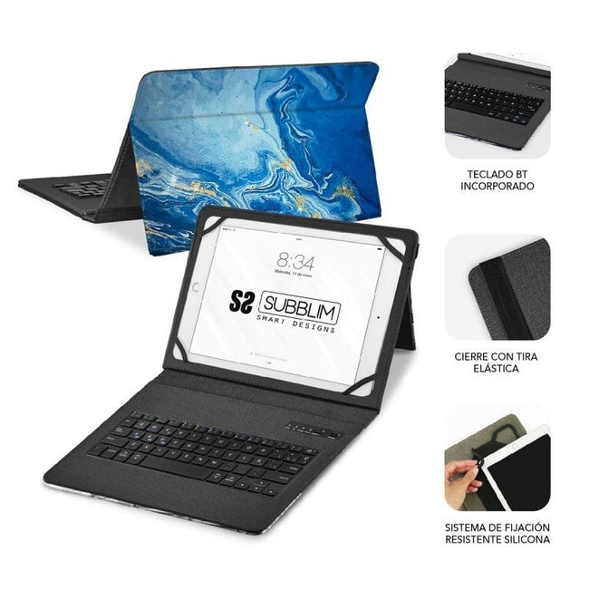 Funda con Teclado Subblim Keytab Pro Bluetooth para Tablets de 9"-11"/ Marmol Azul Main Image