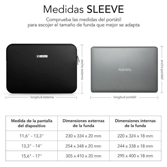 Funda Subblim Business Laptop Sleeve Neoprene para Portátiles 13.3"-14"/ Negra Main Image