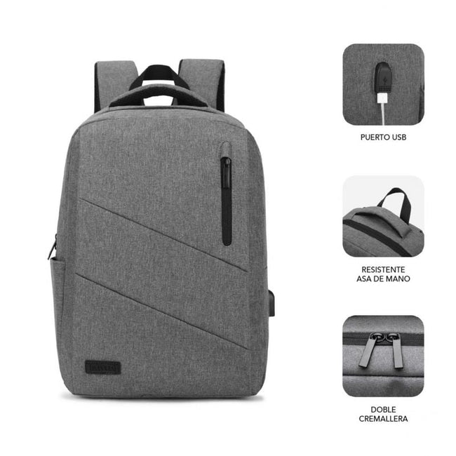 Mochila Subblim City Backpack para Portátiles hasta 15.6"/ Puerto USB/ Gris Main Image