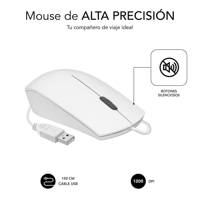 Ratón Subblim Business Silencioso/ Hasta 1200 DPI/ Blanco Main Image
