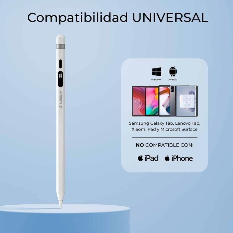 Lápiz Electrónico Subblim NoteFlow Pen para Android y Windows/ Blanco