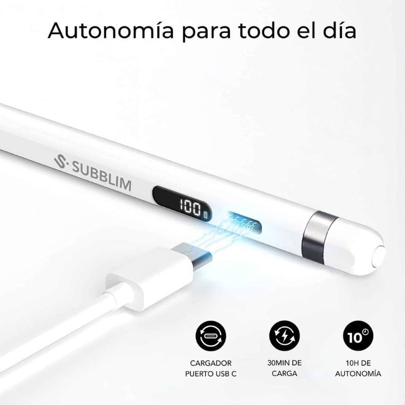 Lápiz Electrónico Subblim NoteFlow Pen para Android y Windows/ Blanco