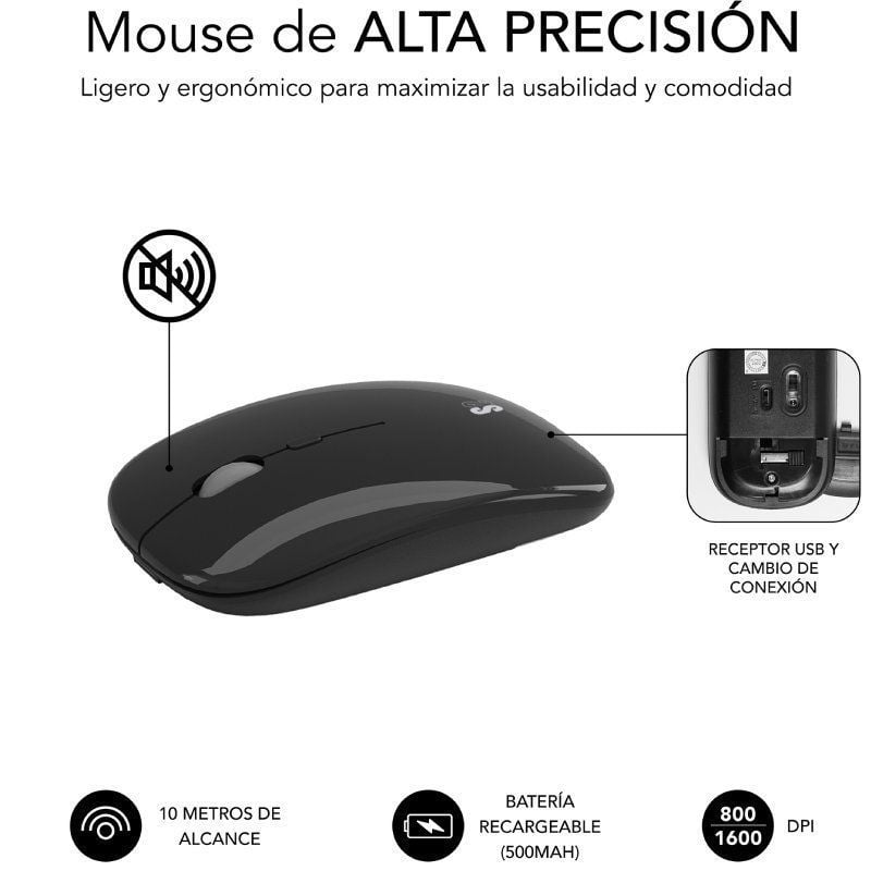 Teclado y Ratón Inalámbrico Subblim Combo Dual Prestige Extendido