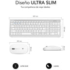 Teclado y Ratón Inalámbrico Subblim Combo Dual Prestige Extendido/ Blanco y Plata