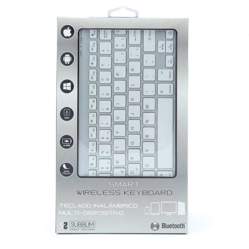 Teclado Compacto Inalámbrico Subblim Smart/ Plata
