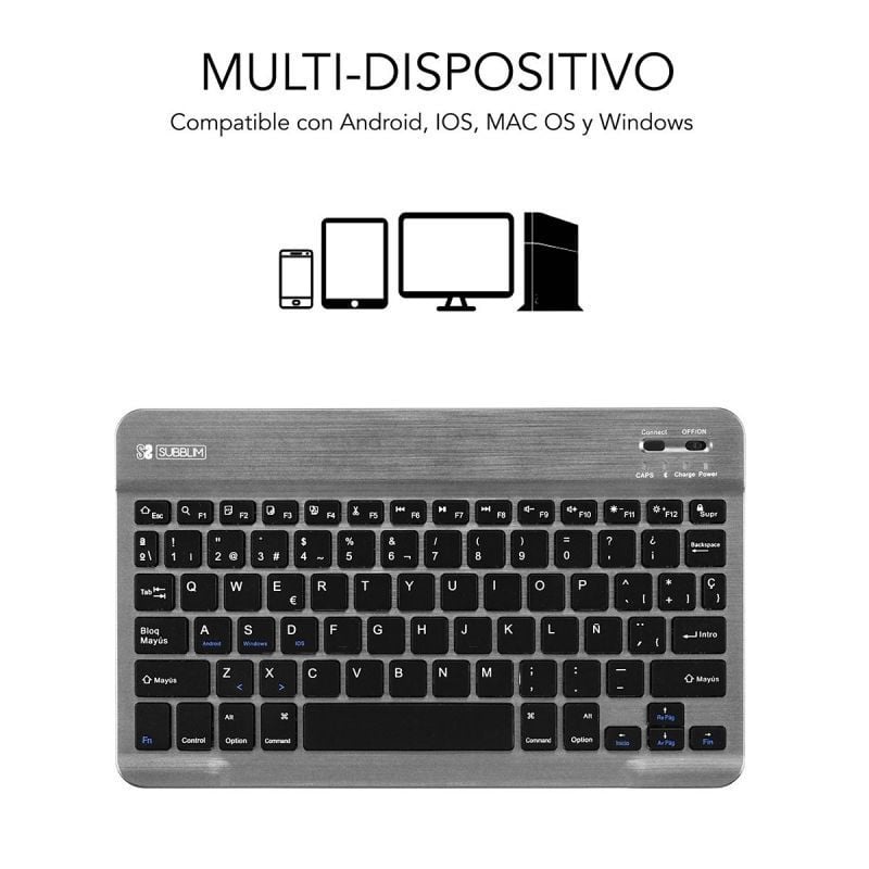 Teclado Compacto Inalámbrico Subblim Smart/ Gris