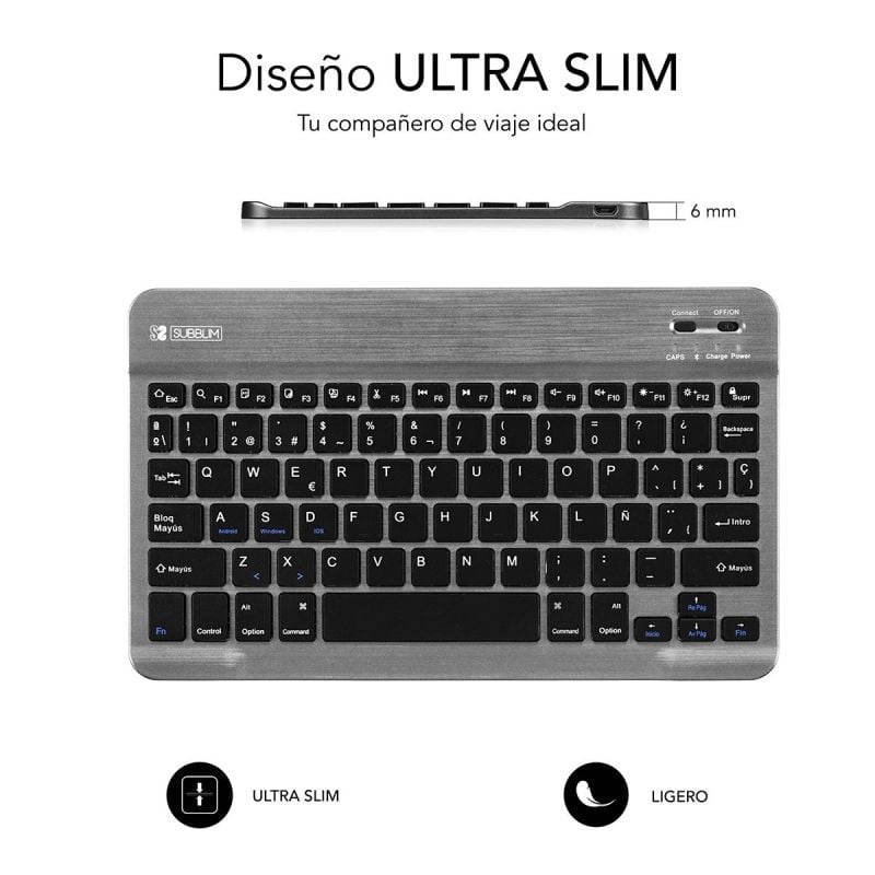 Teclado Compacto Inalámbrico Subblim Smart/ Gris