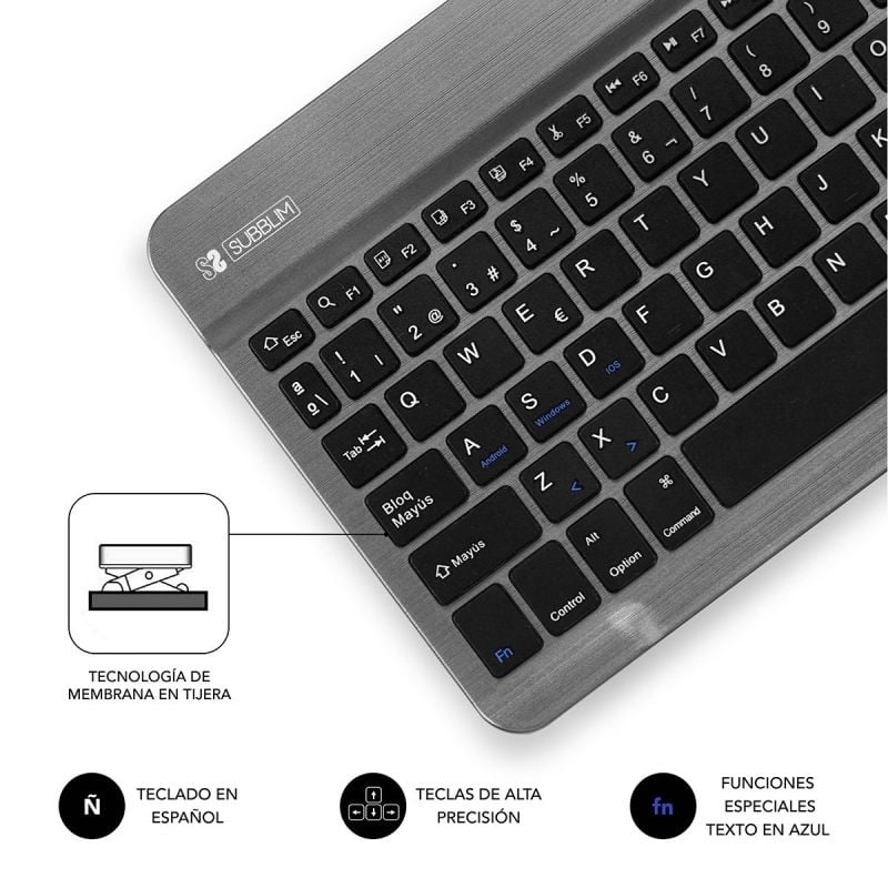 Teclado Compacto Inalámbrico Subblim Smart/ Gris