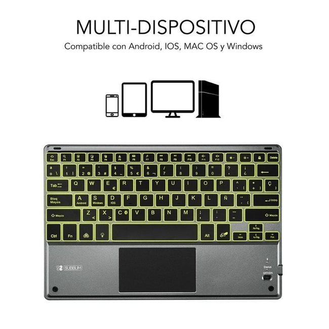 Teclado Compacto Inalámbrico Subblim Touchpad Smart Blacklit/ Gris Main Image