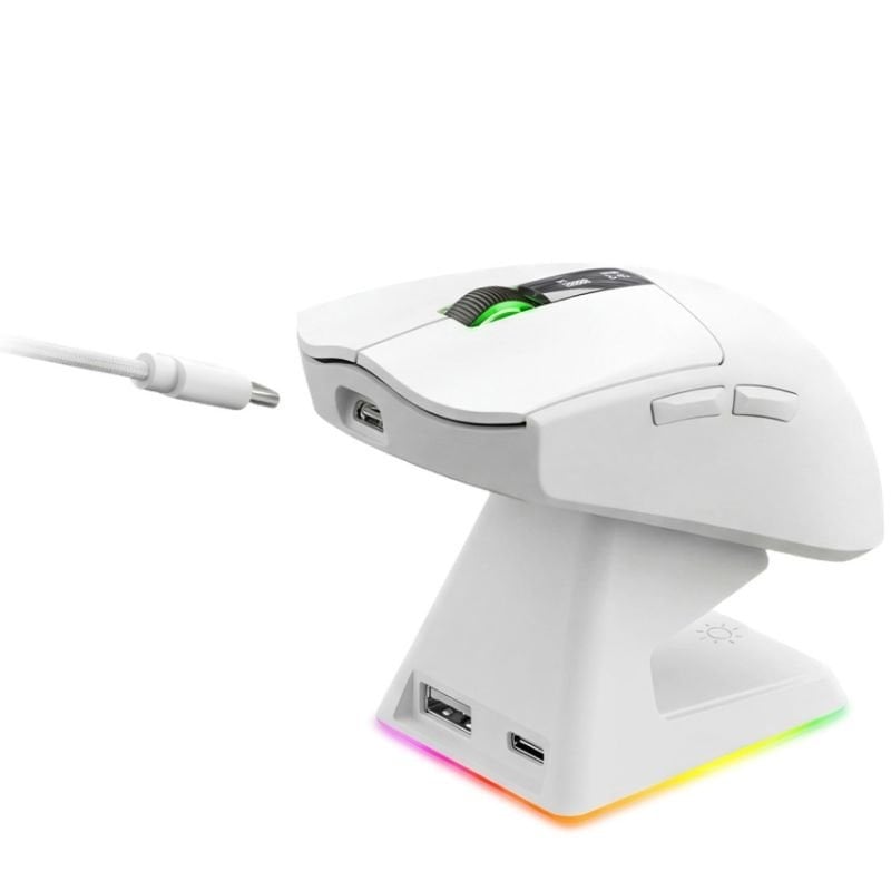 Ratón Gaming Inalámbrico Mars Gaming MMW-Elite/ Batería Recargable/ Hasta 20000 DPI/ Blanco