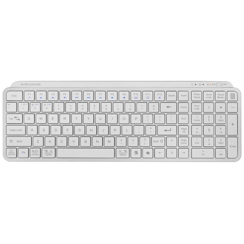Teclado Compacto Inalámbrico Mars Gaming MK-SILENKEYS/ Blanco