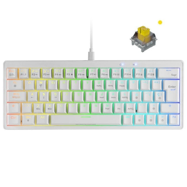 Teclado Gaming Mecánico Mars Gaming MKMINIPRO/ Switch Amarillo/ Blanco Hover Image