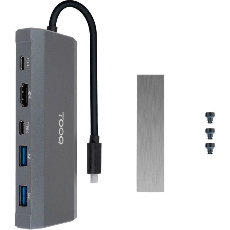 Docking USB Tipo-C TooQ TQE-2241G/ Ranura SSD M.2/ 1xHDMI/ 2xUSB/ 1xUSB Tipo-C/ 1xLector Tarjetas/ 1xUSB Tipo-C PD
