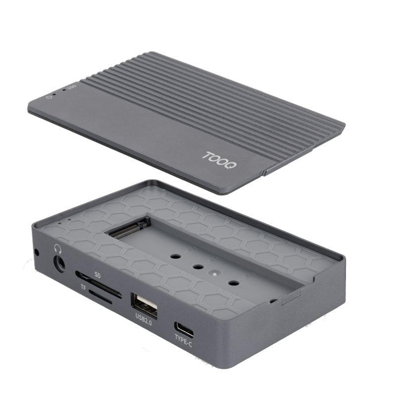 Docking USB Tipo-C TooQ TQE-2242G/ Ranura SSD M.2/ 1xHDMI/ 1xRJ45/ 1xUSB/ 1xUSB Tipo-C/ 1xLector Tarjetas/ 1x Jack 3.5/ 1xUSB Tipo-C PD
