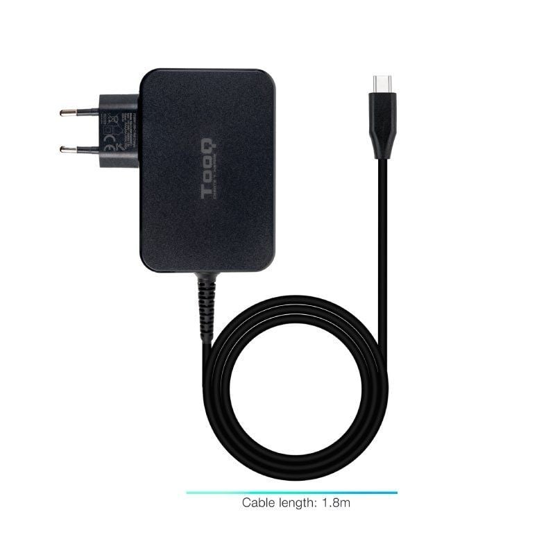 Cargador de Portátil GaN TooQ TQLC-USBCGAN90PD/ 1xUSB Tipo-C/ 90W/ Automático/ Voltaje 5-20V