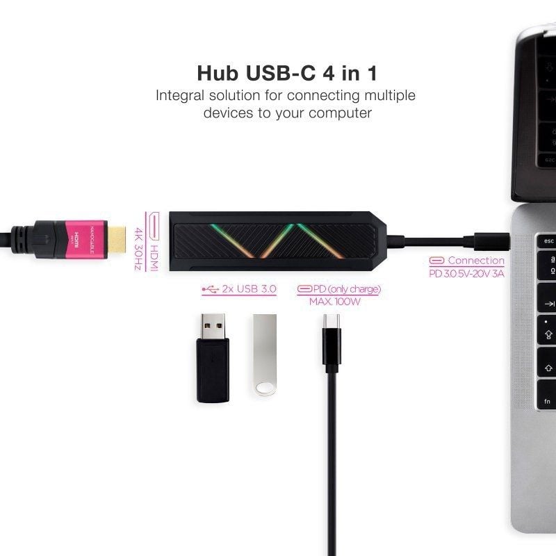 Docking USB Tipo-C Nanocable 10.16.0401/ 2xUSB/ 1xUSB Tipo-C PD/ 1xHDMI 4K