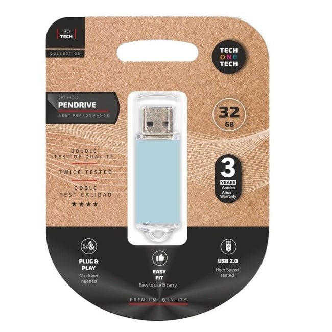 Pendrive 32GB Tech One Tech Basic USB 2.0/ Azul Cielo Hover Image