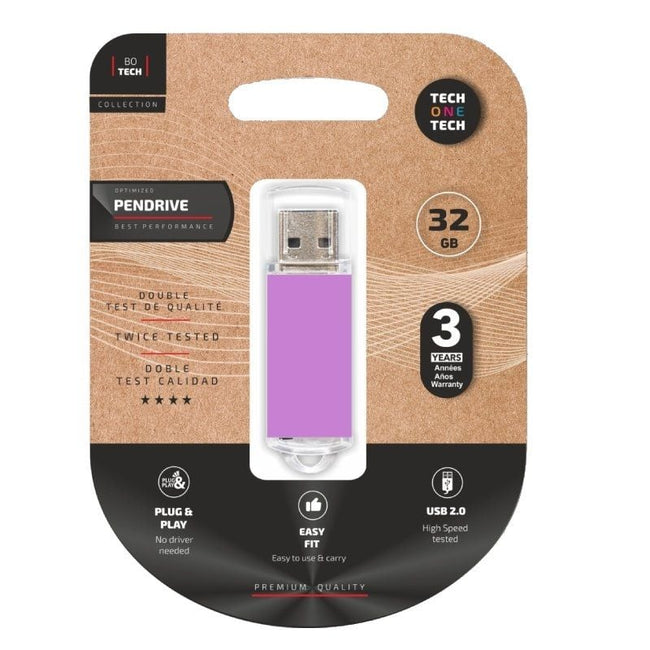 Pendrive 32GB Tech One Tech Basic USB 2.0/ Púrpura Claro Hover Image