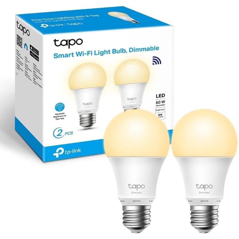 Bombilla Inteligente TP-Link Tapo L510E/ Casquillo E27/ 8.7W/ 806 Lúmenes/ 2700K/ Pack 2