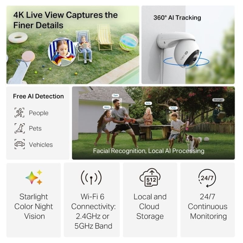 Cámara de Videovigilancia TP-Link Tapo C560WS/ Visión Nocturna/ Control desde APP