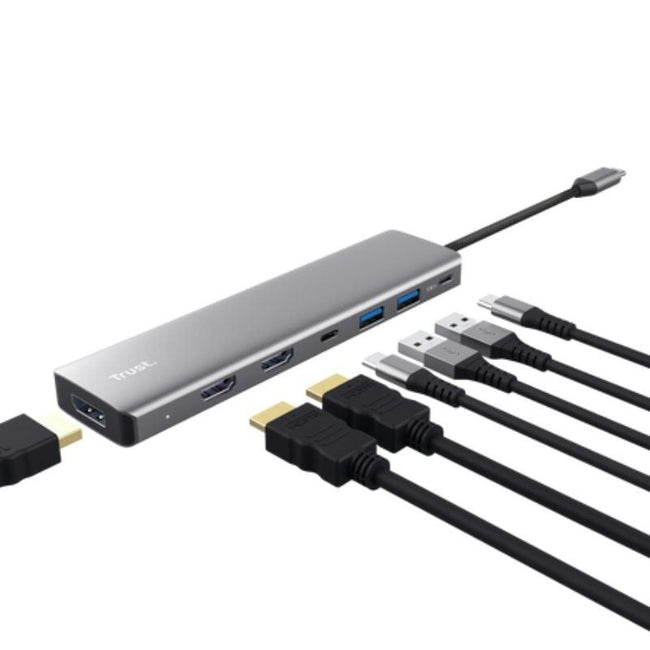 Docking USB Tipo-C Trust Dalyx/ 2xUSB/ 2xHDMI 4K/ 1xDisplayPort/ 1xUSB Tipo-C PD/ Gris Main Image
