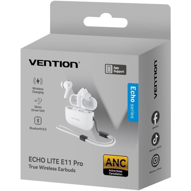 Auriculares Bluetooth Vention Echo Lite E11 Pro con estuche de carga/ Blancos