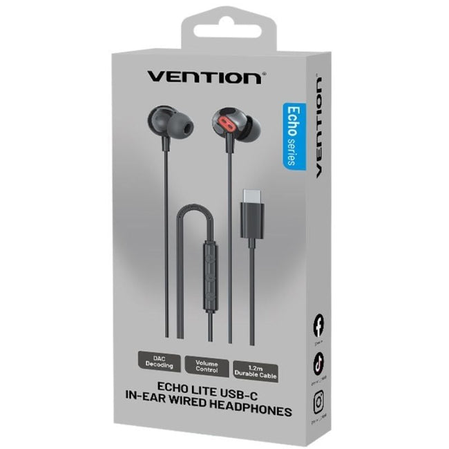Auriculares Intrauditivos Vention Echo Lite USB-C In-Ear/ con Micrófono/ USB Tipo-C/ Negros Main Image