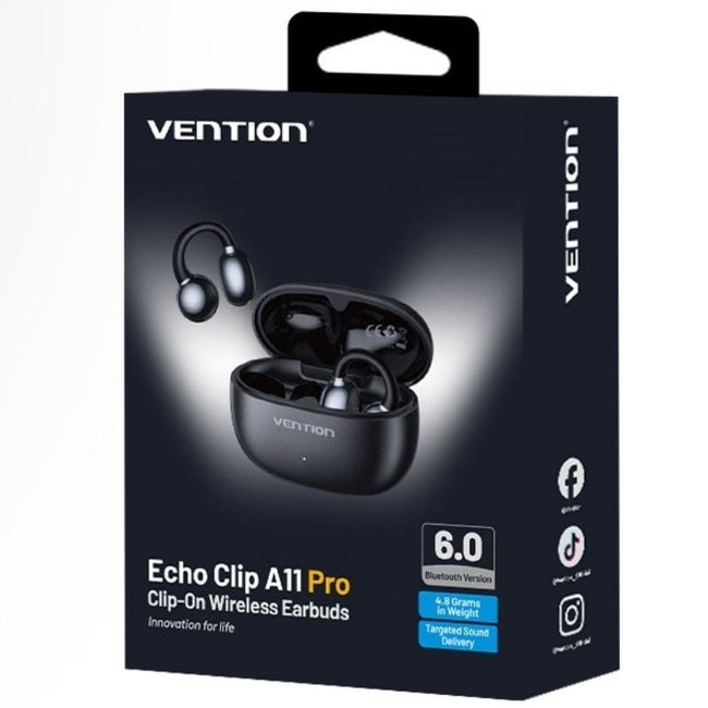 Auriculares Bluetooth Vention Echo Clip A11 Pro con estuche de carga/ Autonomía 6h/ Negro Main Image