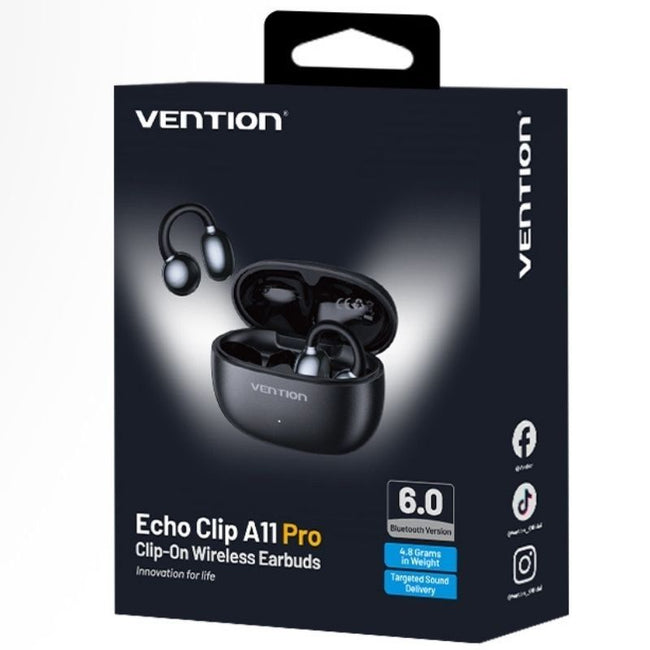 Auriculares Bluetooth Vention Echo Clip A11 Pro con estuche de carga/ Autonomía 6h/ Negro Main Image