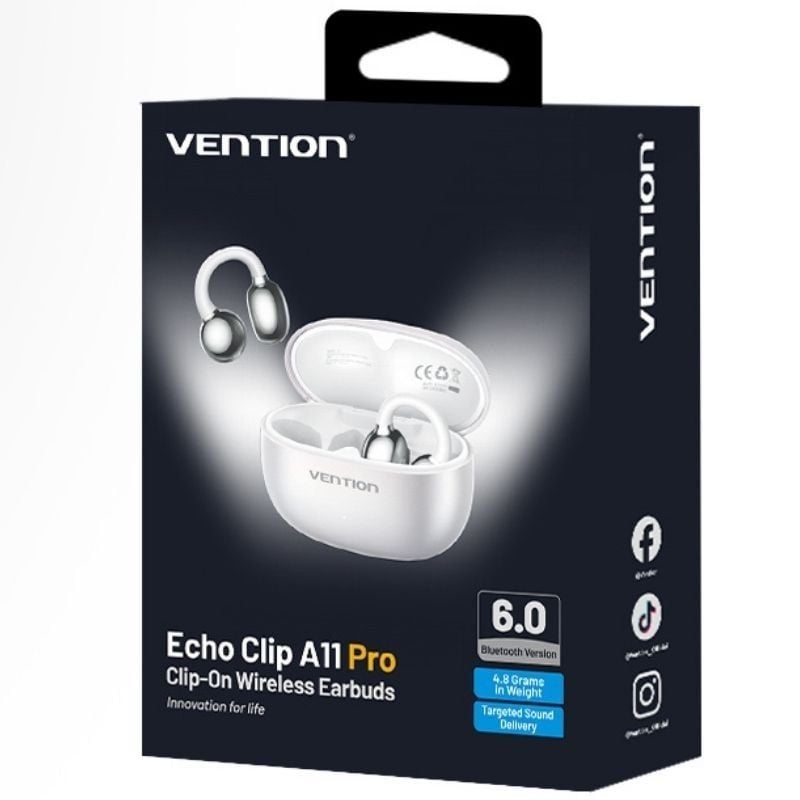 Auriculares Bluetooth Vention Echo Clip A11 Pro con estuche de carga/ Autonomía 6h/ Blancos