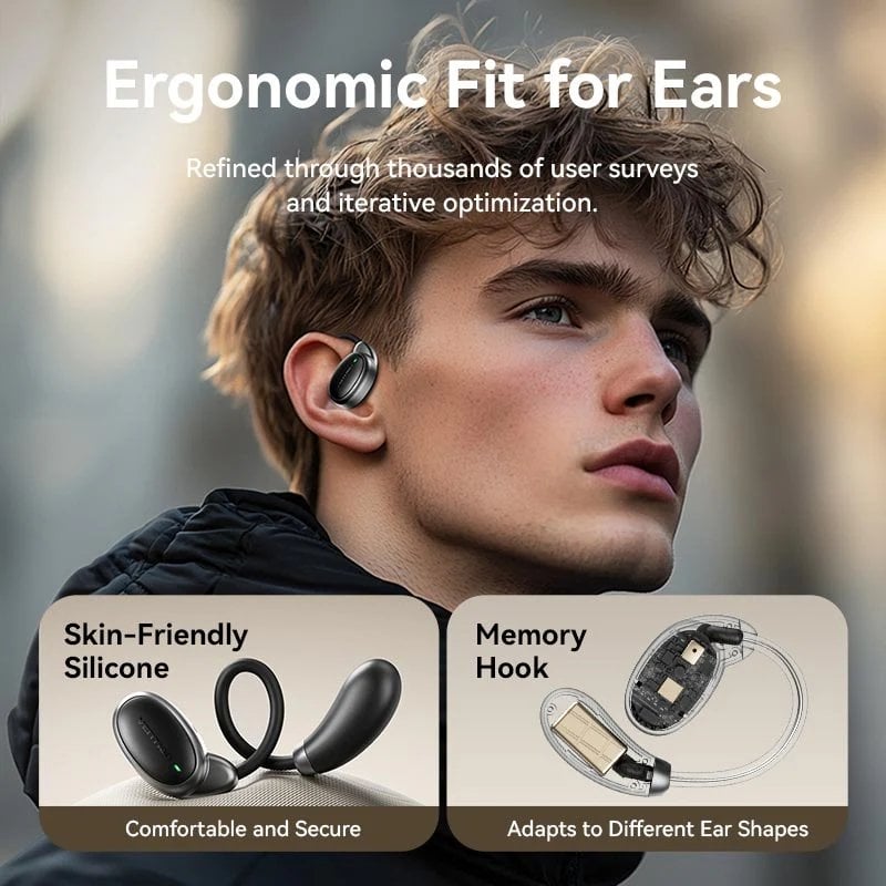Auriculares Bluetooth Vention Open Ear 013 con estuche de carga/ Autonomía 8h/ Negros