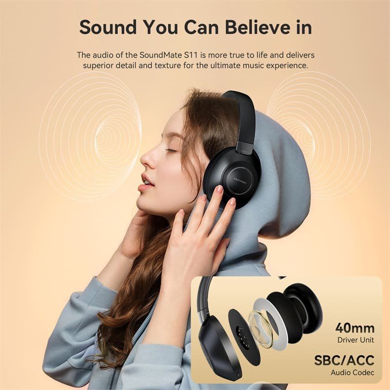Auriculares Inalámbricos Vention SoundMate S11 NBBB0/ con Micrófono/ Bluetooth/ Negros