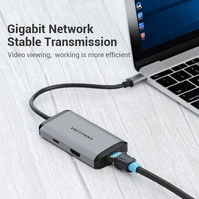 Docking USB Tipo-C Vention CNCHB/ 1xHDMI 4K/ 3xUSB/ 1xUSB Tipo-C PD/ 1xRJ45/ Gris Main Image