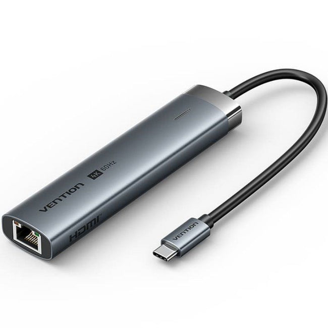 Docking USB Tipo-C Vention TGNHB/ 1xUSB 3.2 Tipo-C/ 2xUSB/ 1xHDMI 4K/ 1xRJ45/ 1xUSB Tipo-C PD/ Gris Hover Image