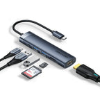 Docking USB Tipo-C Vention THJHB/ 1xHDMI 4K/ 2xUSB/ 1xUSB Tipo-C PD/ Gris
